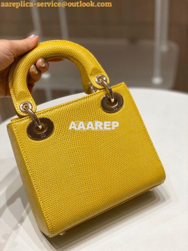 Replica Dior Lizard Mini Lady Dior Bag in Yellow 7