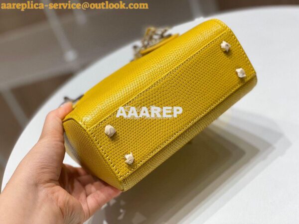 Replica Dior Lizard Mini Lady Dior Bag in Yellow 8