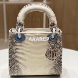 Replica Dior Lizard Mini Lady Dior Bag with Crystals Natural Lizard Hi
