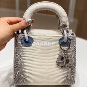 Replica Dior Lizard Mini Lady Dior Bag with Crystals Natural Lizard Hi 2