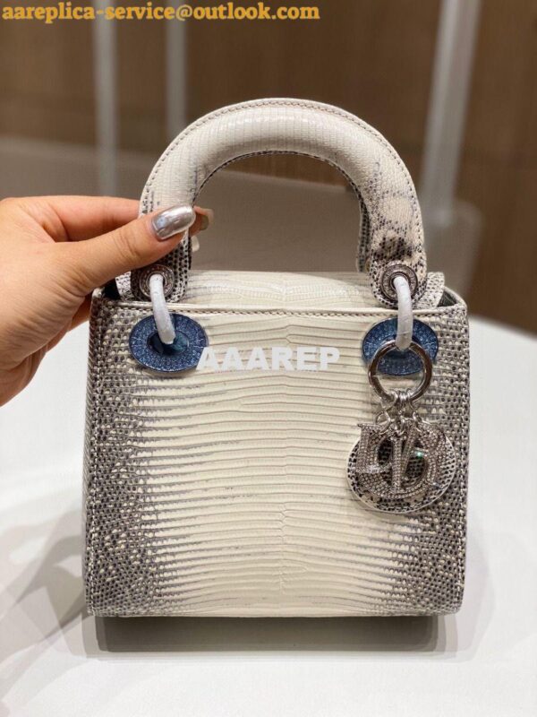 Replica Dior Lizard Mini Lady Dior Bag with Crystals Natural Lizard Hi 2