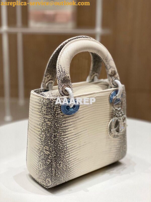 Replica Dior Lizard Mini Lady Dior Bag with Crystals Natural Lizard Hi 3