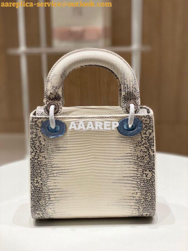 Replica Dior Lizard Mini Lady Dior Bag with Crystals Natural Lizard Hi 4