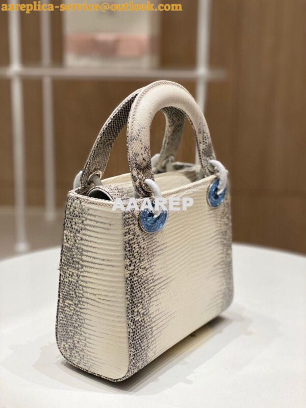 Replica Dior Lizard Mini Lady Dior Bag with Crystals Natural Lizard Hi 5