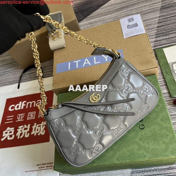 Replica Gucci 735049 GG Matelassé Handbag Grey 3