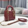 Replica Dior Mini Lady Dior Bag M0505 Maroon Patent Cannage Calfskin 2