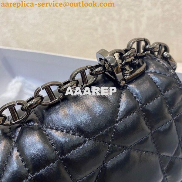 Replica Dior Medium Caro Bag Black Quilted Macrocannage Calfskin with 3