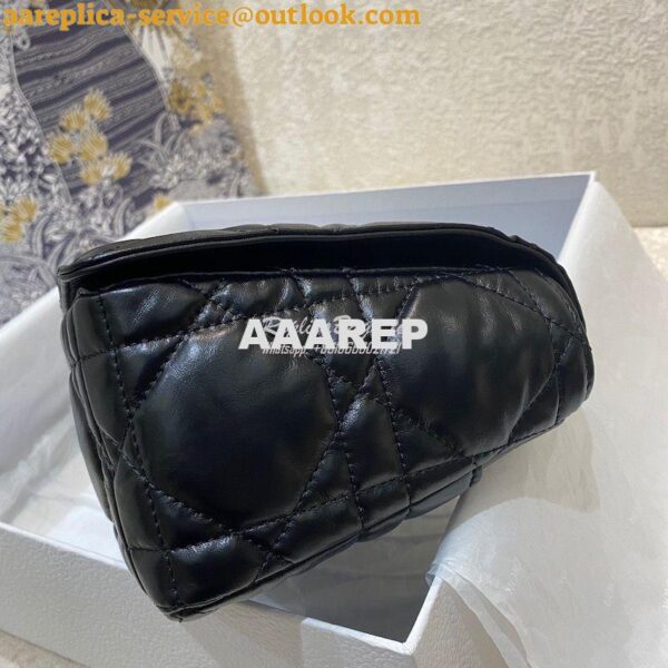 Replica Dior Medium Caro Bag Black Quilted Macrocannage Calfskin with 4