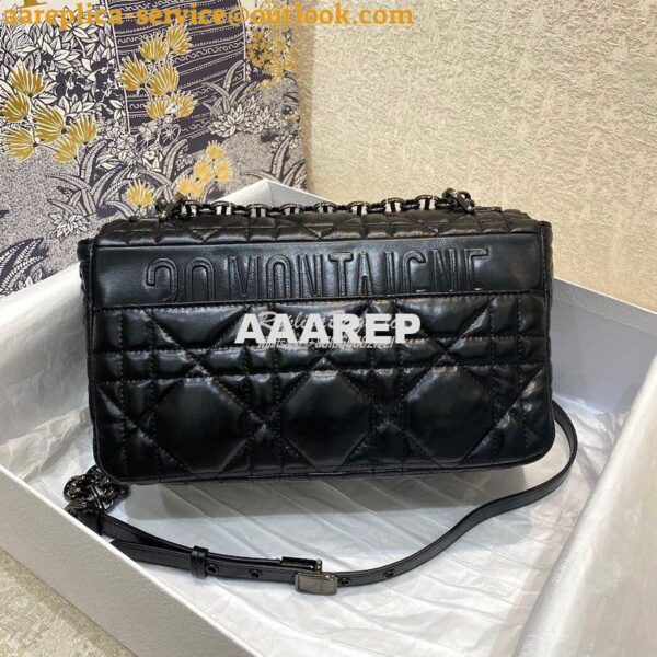 Replica Dior Medium Caro Bag Black Quilted Macrocannage Calfskin with 6