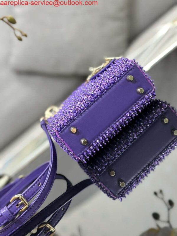 Replica Dior S0856 MICRO LADY BAG Horizon Metallic Cannage Lambskin embroidery beads Purple 3