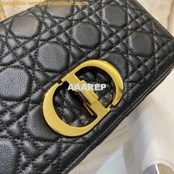 Replica Dior Medium Caro Bag Black Supple Cannage Calfskin M9242U 3