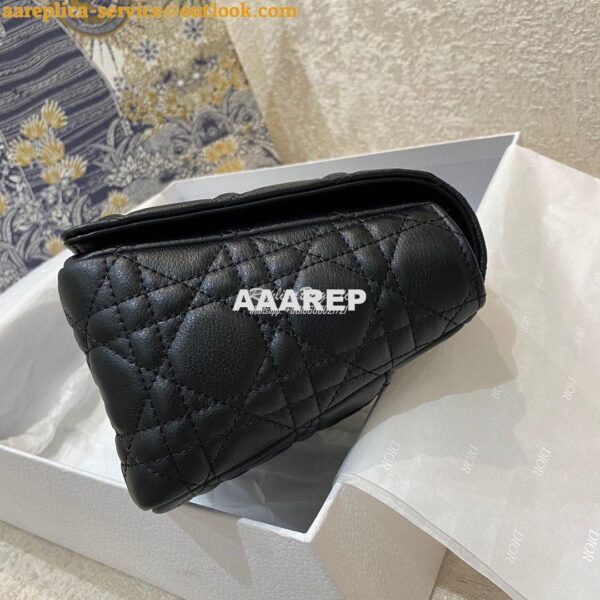 Replica Dior Medium Caro Bag Black Supple Cannage Calfskin M9242U 4