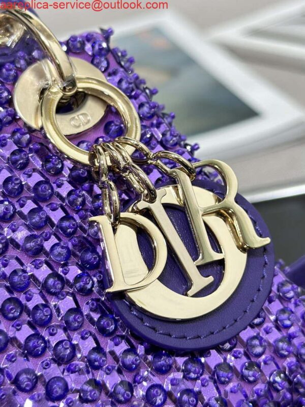 Replica Dior S0856 MICRO LADY BAG Horizon Metallic Cannage Lambskin embroidery beads Purple 5