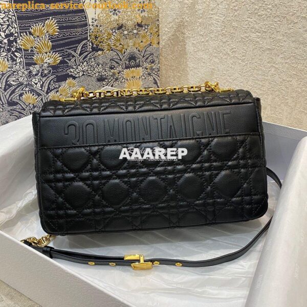 Replica Dior Medium Caro Bag Black Supple Cannage Calfskin M9242U 5