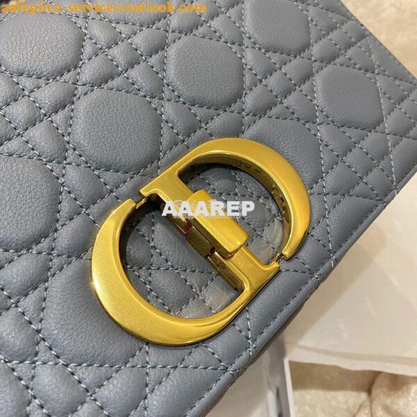 Replica Dior Medium Caro Bag Cloud Blue Supple Cannage Calfskin M9242U 2
