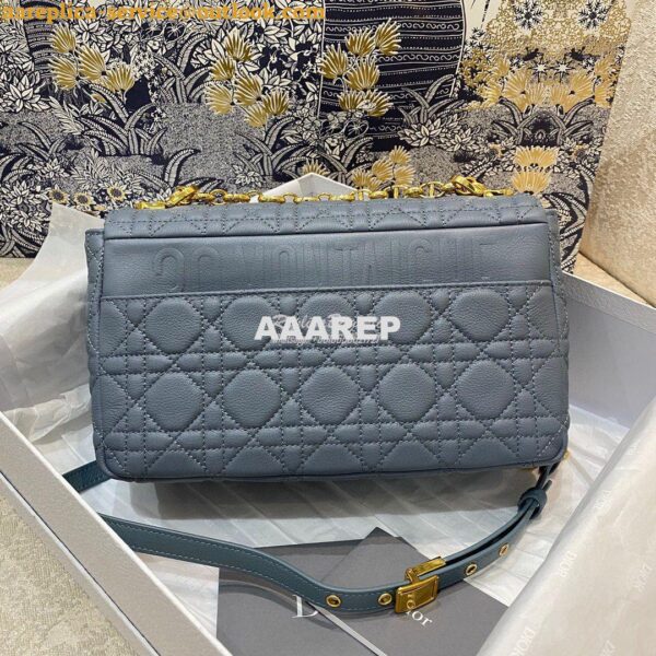 Replica Dior Medium Caro Bag Cloud Blue Supple Cannage Calfskin M9242U 4