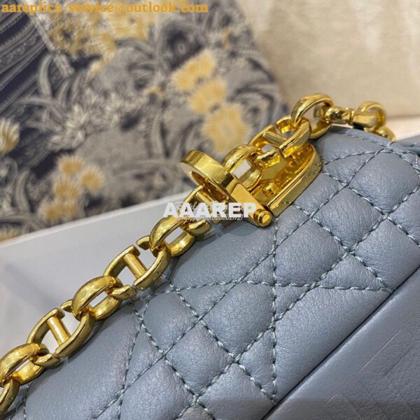 Replica Dior Medium Caro Bag Cloud Blue Supple Cannage Calfskin M9242U 5