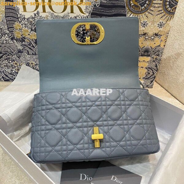 Replica Dior Medium Caro Bag Cloud Blue Supple Cannage Calfskin M9242U 6