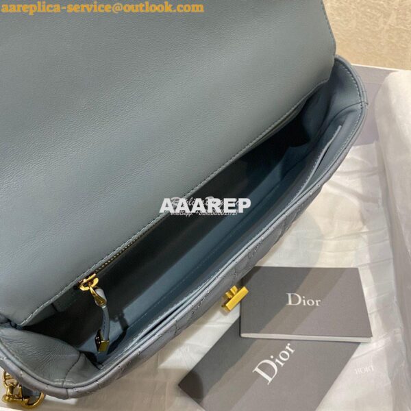 Replica Dior Medium Caro Bag Cloud Blue Supple Cannage Calfskin M9242U 7