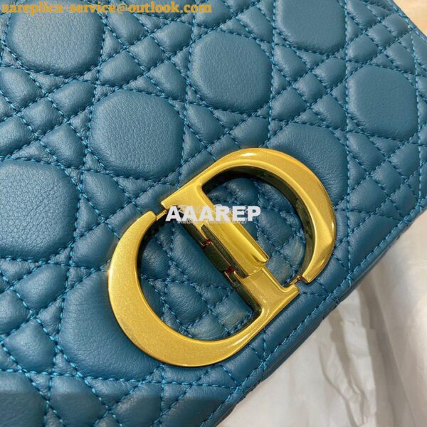Replica Dior Medium Caro Bag Ocean Blue Supple Cannage Calfskin M9242U 3