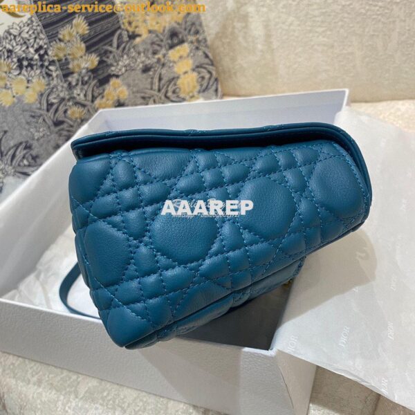 Replica Dior Medium Caro Bag Ocean Blue Supple Cannage Calfskin M9242U 4