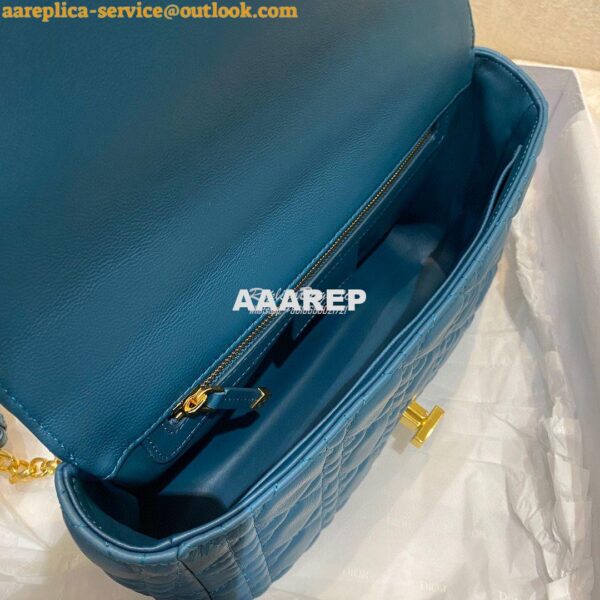 Replica Dior Medium Caro Bag Ocean Blue Supple Cannage Calfskin M9242U 7