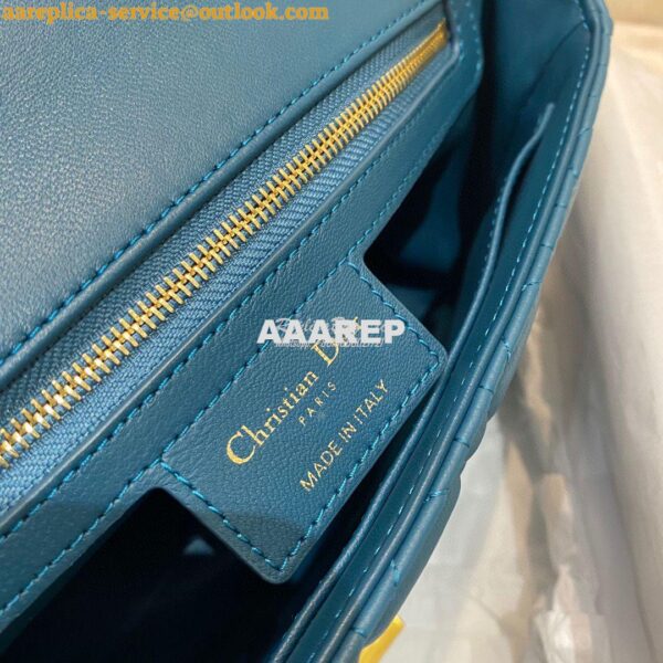 Replica Dior Medium Caro Bag Ocean Blue Supple Cannage Calfskin M9242U 8