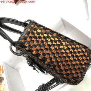 Replica Dior S0856 Micro Lady Dior Bag Horizon Black Metallic Cannage Lambskin with Gold embroidery sequins 2