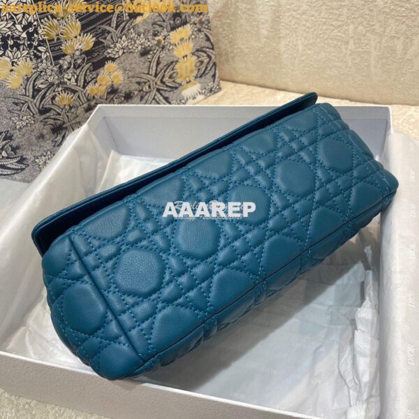 Replica Dior Medium Caro Bag Ocean Blue Supple Cannage Calfskin M9242U 9