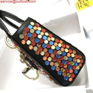 Replica Dior S0856 Micro Lady Dior Bag Horizon Black Metallic Cannage Lambskin with multicolor embroidery sequins 2