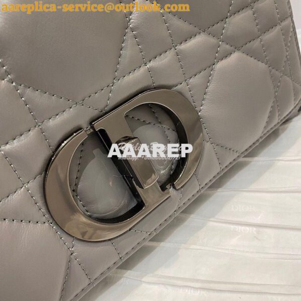 Replica Dior Medium Caro Bag Steel Grey Quilted Macrocannage Calfskin 3
