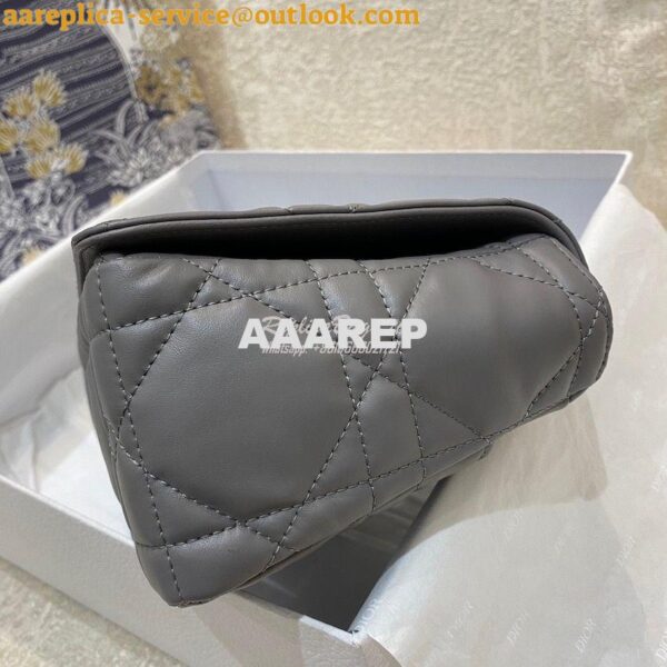 Replica Dior Medium Caro Bag Steel Grey Quilted Macrocannage Calfskin 4