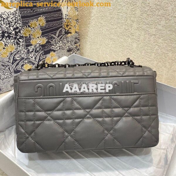 Replica Dior Medium Caro Bag Steel Grey Quilted Macrocannage Calfskin 6