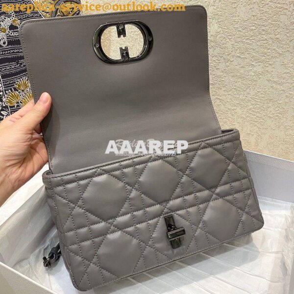 Replica Dior Medium Caro Bag Steel Grey Quilted Macrocannage Calfskin 7
