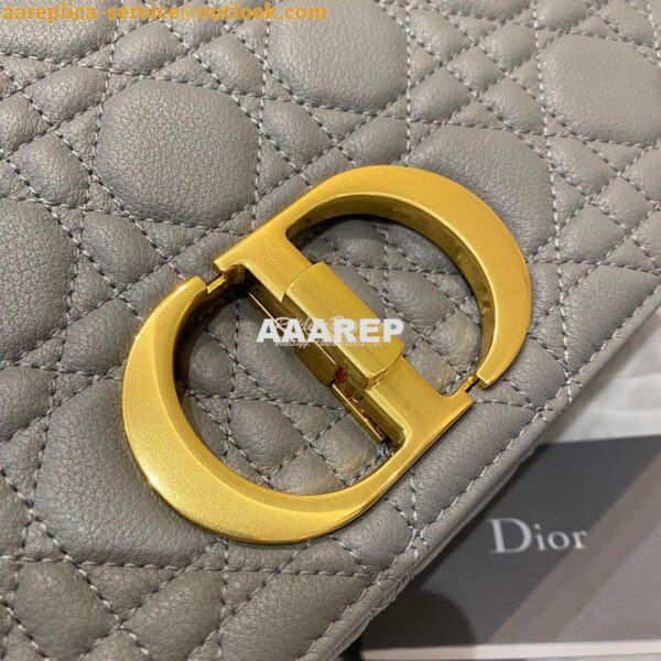 Replica Dior Medium Caro Bag Stone Gray Supple Cannage Calfskin M9242U 2