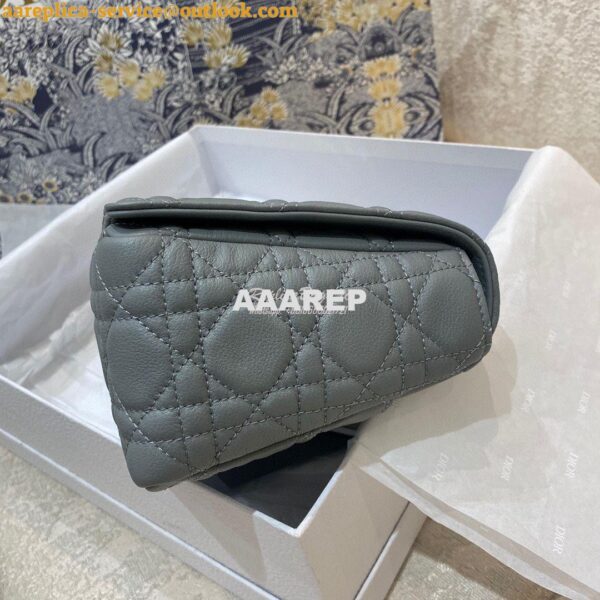Replica Dior Medium Caro Bag Stone Gray Supple Cannage Calfskin M9242U 3