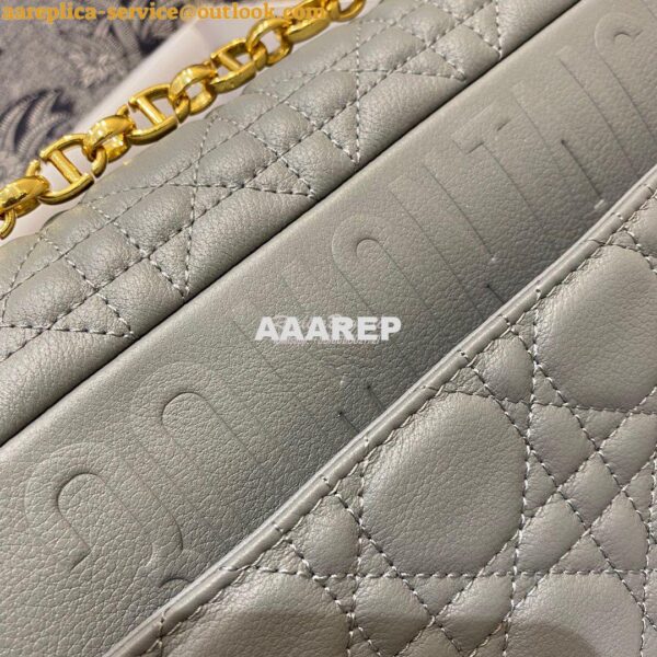 Replica Dior Medium Caro Bag Stone Gray Supple Cannage Calfskin M9242U 5