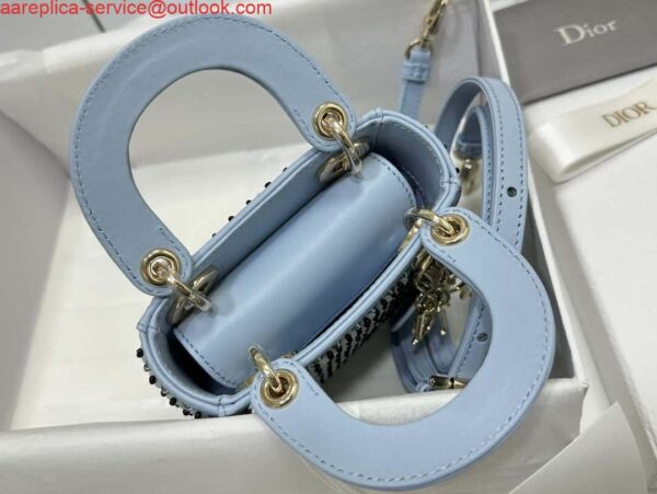 Replica Dior S0856 Micro Lady Dior Bag Horizon Blue Metallic Cannage Lambskin embroidery sequins 6