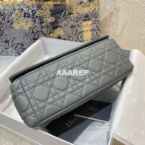 Replica Dior Medium Caro Bag Stone Gray Supple Cannage Calfskin M9242U 9