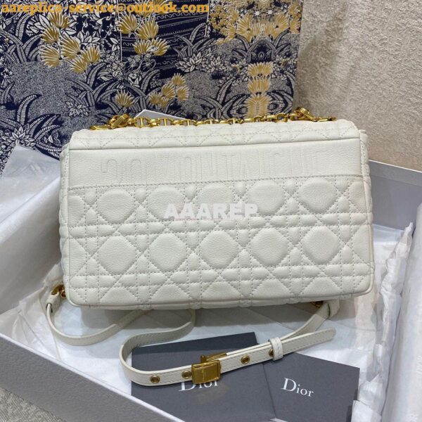 Replica Dior Medium Caro Bag White Supple Cannage Calfskin M9242U 4