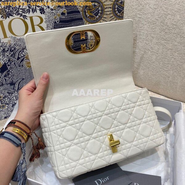 Replica Dior Medium Caro Bag White Supple Cannage Calfskin M9242U 6