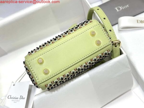 Replica Dior S0856 Micro Lady Dior Bag Horizon Green Metallic Cannage Lambskin embroidery sequins 3