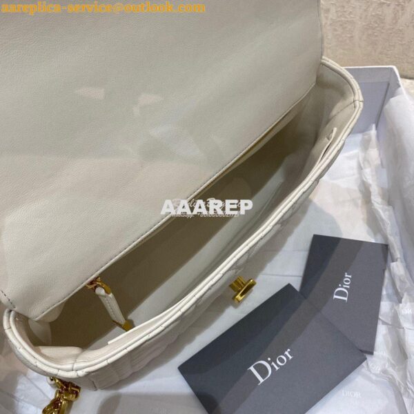 Replica Dior Medium Caro Bag White Supple Cannage Calfskin M9242U 7