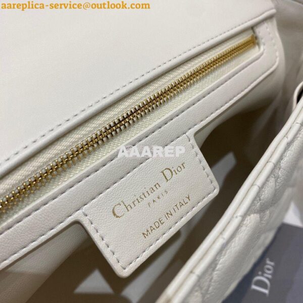 Replica Dior Medium Caro Bag White Supple Cannage Calfskin M9242U 8
