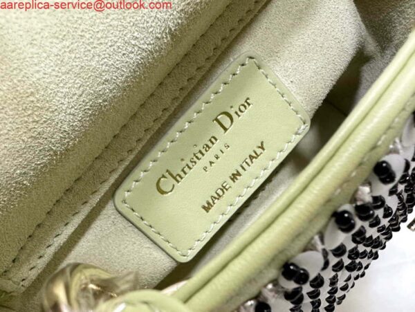 Replica Dior S0856 Micro Lady Dior Bag Horizon Green Metallic Cannage Lambskin embroidery sequins 8