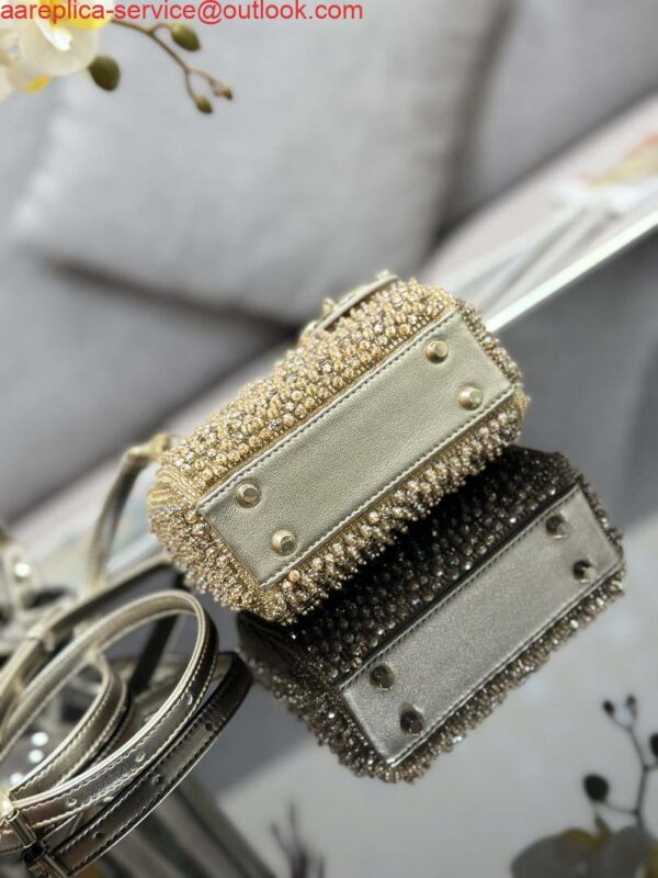 Replica Dior S0856 MICRO LADY DIOR BAG Horizon Metallic Cannage Lambskin embroidery beads 3