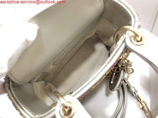 Replica Dior S0856 MICRO LADY DIOR BAG Horizon Yellow and Pink Metallic Cannage Lambskin Embroidered with Beads 7