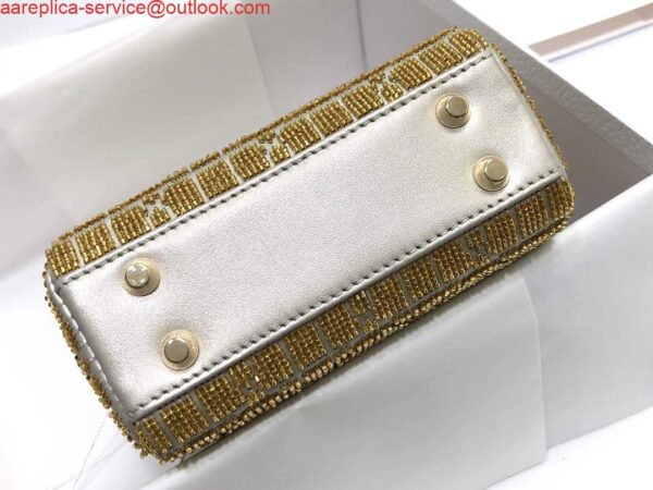 Replica Dior S0856 MICRO LADY DIOR BAG Horizon Yellow Metallic Cannage Lambskin Embroidered with Beads 5