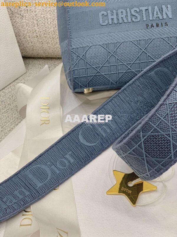 Replica Dior Medium Dark Denim Lady D-lite Embroidered Cannage Bag M05 7