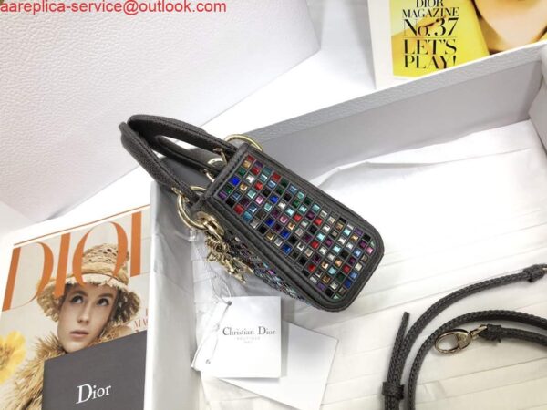 Replica Dior S0856 Micro Lady Dior Bag Square Embroidery Set with Gray Multicolor Strass 2